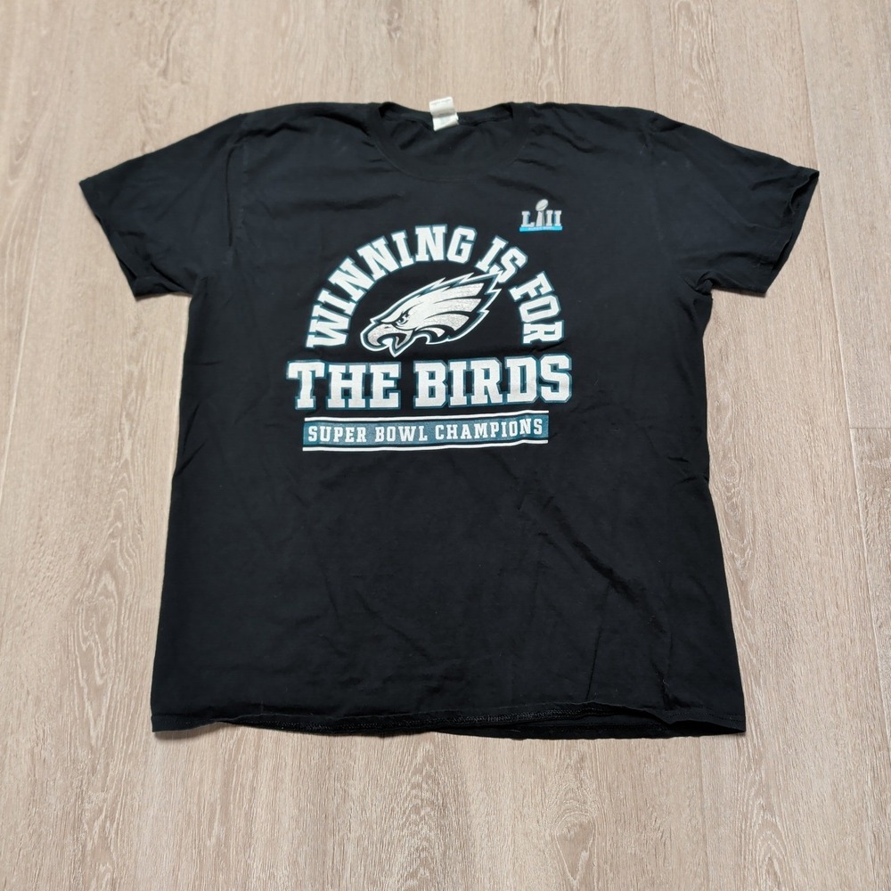 Philadelphia Eagles T-Shirt Mens XL Black Winning for Birds Super Bowl LII Champ